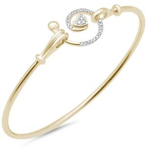 Elegant Gold Heart Bangle Bracelet